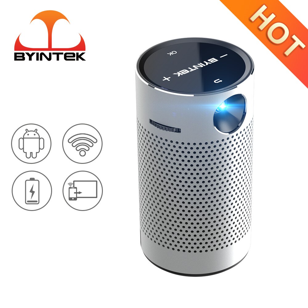 BYINTEK-P7 Wifi 디스플레이 포켓 스마트 안드로이드 1080p 4K 미니 시네마 비디오, LED Pico DLP 프로젝터, 스마트폰 태블릿 용